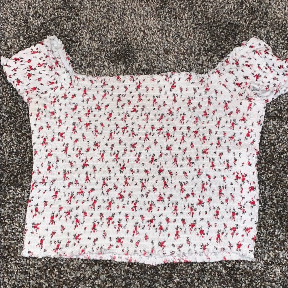 Garage off shoulder crop top